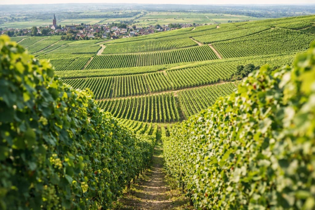 Vue panoramique des vignes de la Vallée de la Marne, domaine Blaise-Laroche