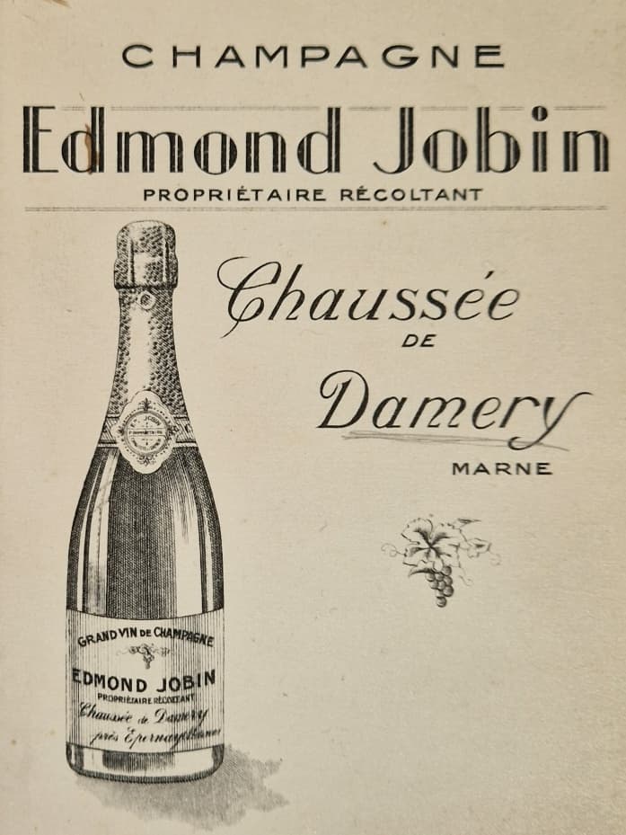 Affiche ancienne Champagne Edmond Jobin, propriétaire récoltant à Damery