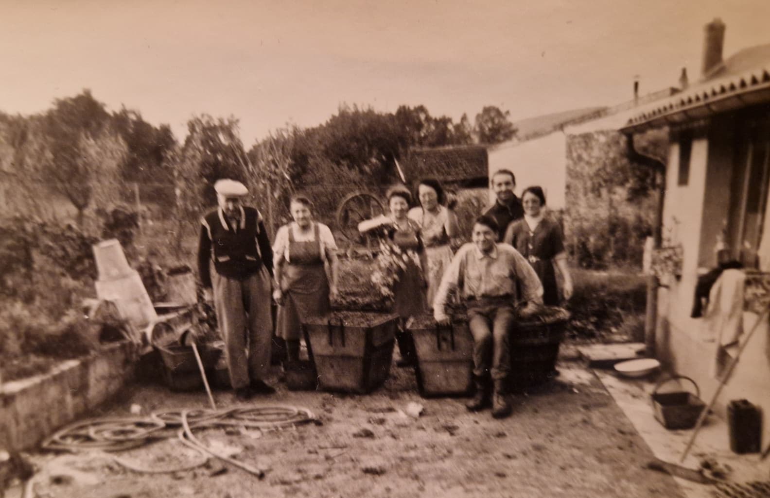 Photo ancienne de vendanges en Champagne